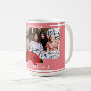 Coral Roses   Custom Photo Spanish Happy birthday Coffee Mug