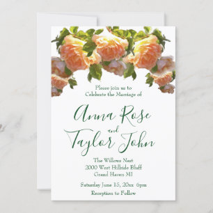 Coral roses invitation