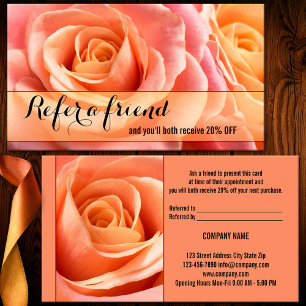 Coral Roses Referral Tell A Friend Business Card