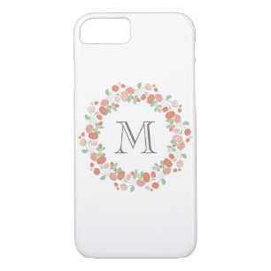 coral roses wreath monogram iPhone 8/7 case