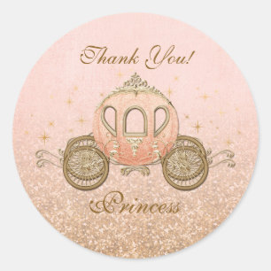 Coral Royal Fairytale Princess Circle Stickers