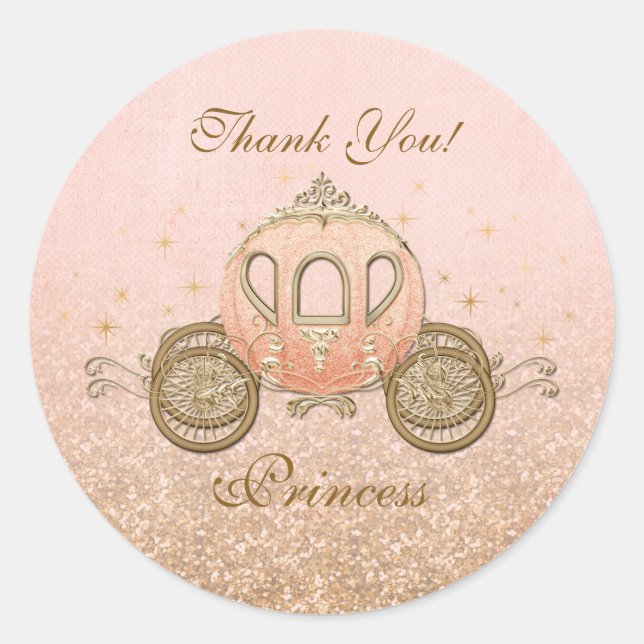 Coral Royal Fairytale Princess Circle Stickers (Front)