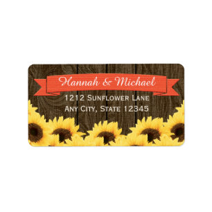 CORAL RUSTIC SUNFLOWER RETURN ADDRESS LABEL