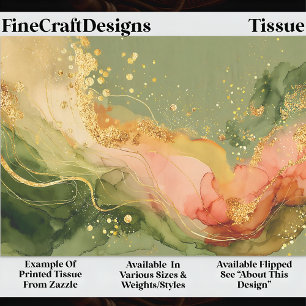 Coral & Sage Alcohol Ink + Gold EA3R Decoupage Tissue Paper