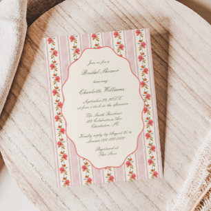 Coral Sage Blush Cottage Bridal Shower Invitation