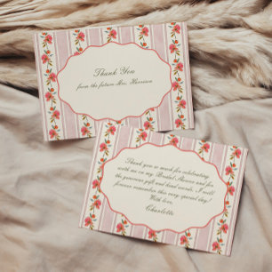 Coral Sage Blush Cottage Bridal Shower Thank You Card