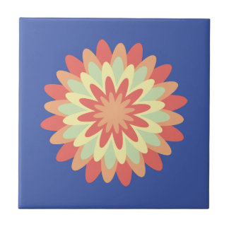 Coral, salmon, banana yellow, mint flower    tile