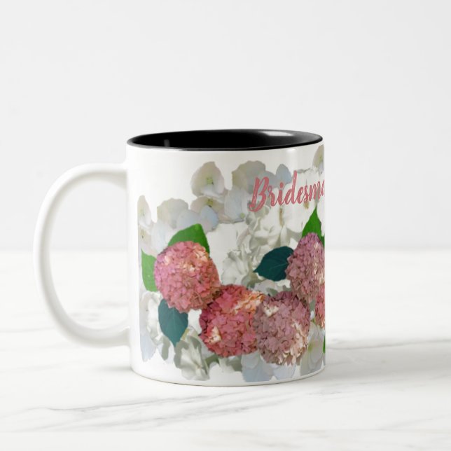 Coral Salmon Floral Bridesmaid Name Coffee Mug (Left)