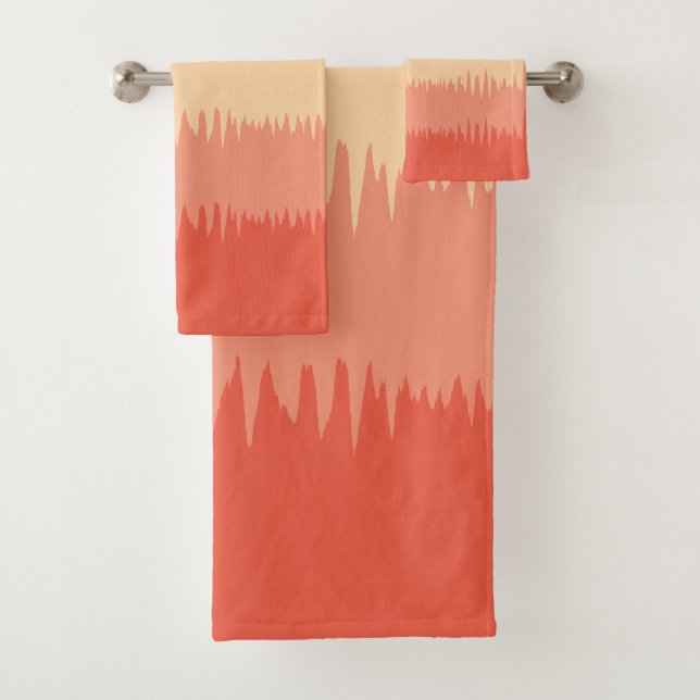 Coral Salmon Pink Beige Brown Cream   Bath Towel Set (Insitu)