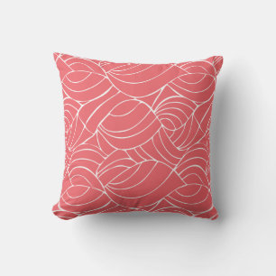Coral, Salmon Pink Ocean Waves Throw Pillow
