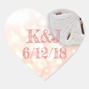 Coral Sand Dollar Seaside Wedding Stickers