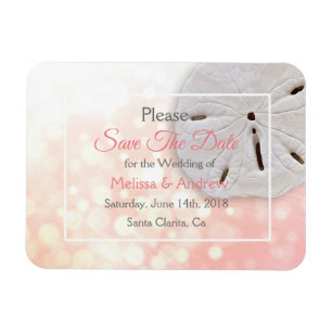 Coral Sand Dollar Wedding Save the Date Magnet