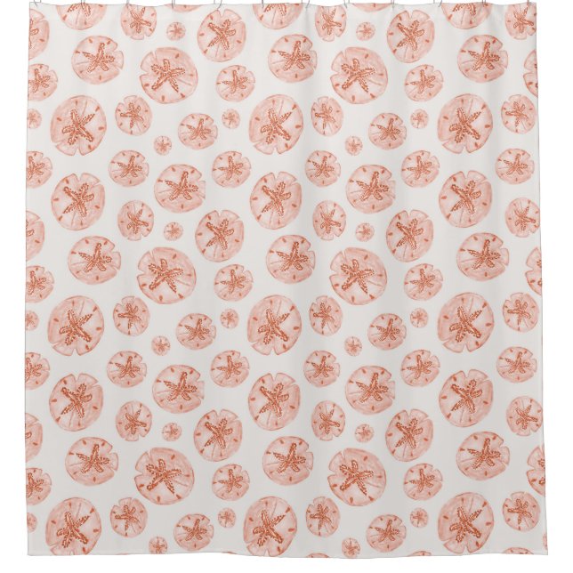 Coral sand dollars on ivory shower curtain (Front)