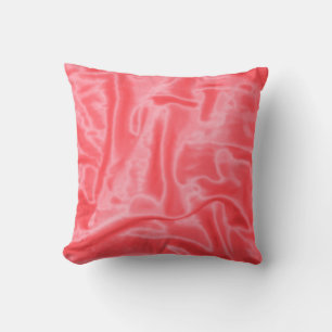 Coral Satin-Square Throw Pillow