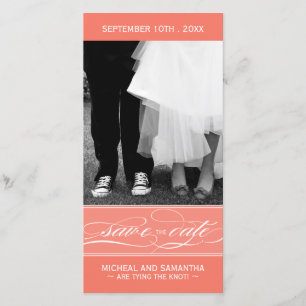 Coral Save the Date Photo Card (4x8)