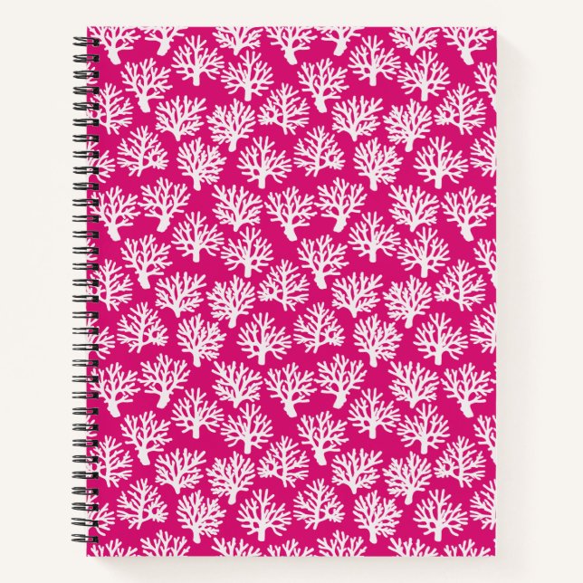 Coral Scribbles Vibrant Pink  Notebook (Front)