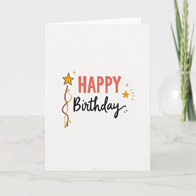 Coral Script Birthday Card (Front)