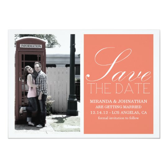 Coral Script Photo Save The Dates Card