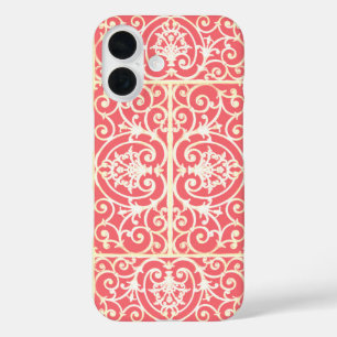 Coral scrollwork pattern iPhone 16 case