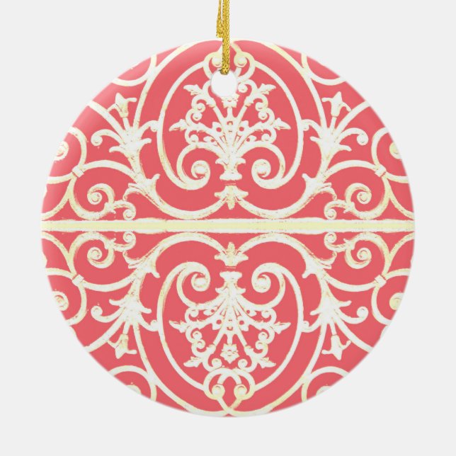 Coral scrollwork pattern ceramic tree decoration (Back)