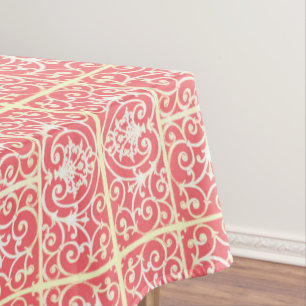 Coral scrollwork pattern tablecloth
