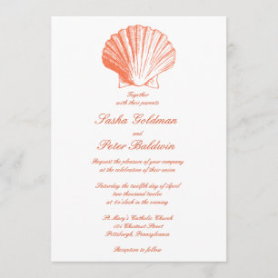 Coral Sea Shells Wedding Invitation