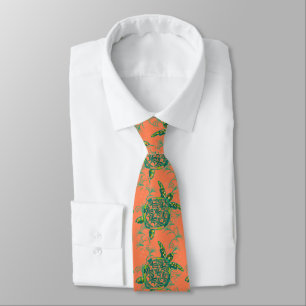 Coral Sea Turtles Neck Tie