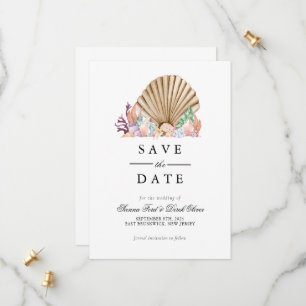 Coral & Seashell beach Wedding Save The Date