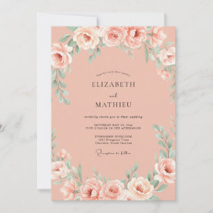 Coral Serene Summer Wedding Invitation