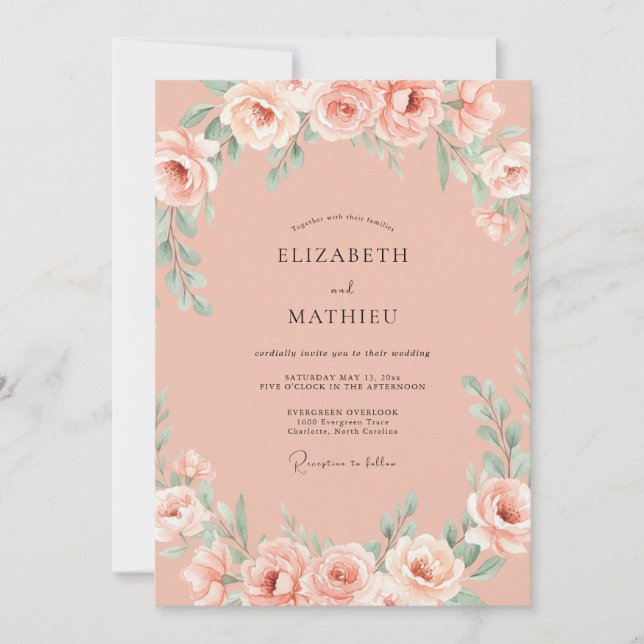 Coral Serene Summer Wedding Invitation (Front)