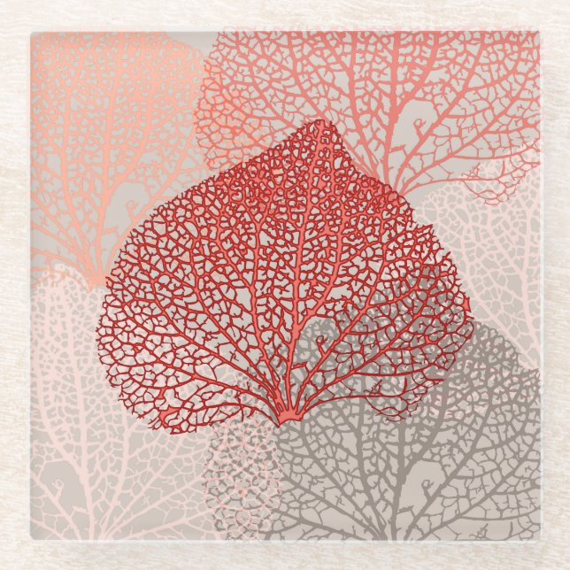 Coral Shadow Glass Coaster (Front)