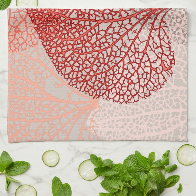 Coral Shadow Tea Towel (Folded)