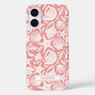 Coral Shells Personalised iPhone 16 Case