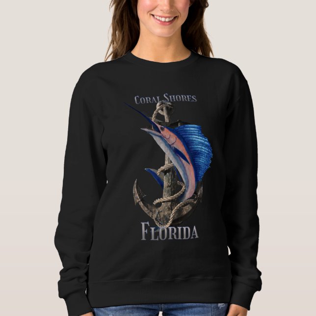 Coral Shores Florida Swordfish Marlin Ocean Fishin Sweatshirt (Front)