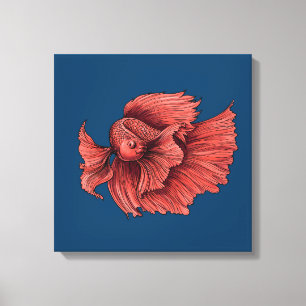 Coral Siamese fighting fish Canvas Print