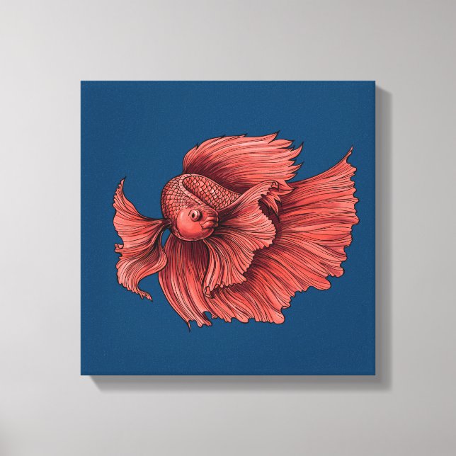 Coral Siamese fighting fish Canvas Print (Front)