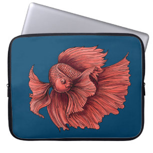 Coral Siamese fighting fish Laptop Sleeve
