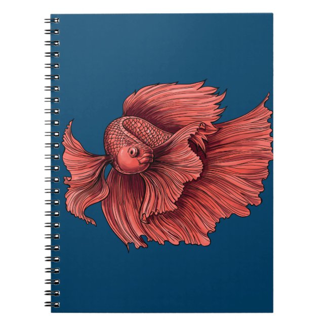 Coral Siamese fighting fish Notebook (Front)