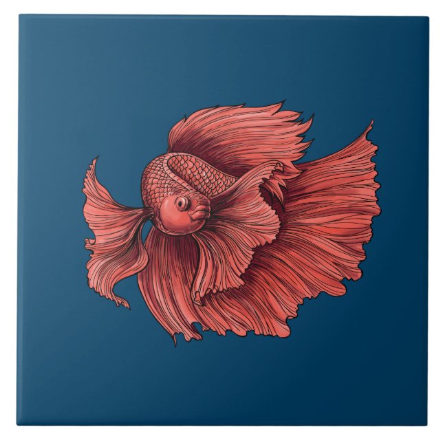 Coral Siamese fighting fish Tile (Front)