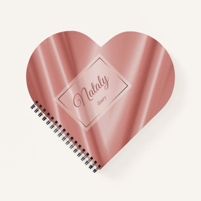 Coral Silk texture. Golden frame. Notebook (Front)