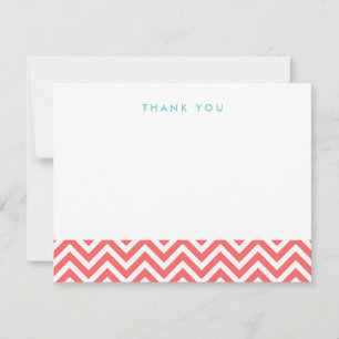 Coral Simple Chevron Thank You Note Cards