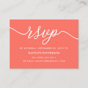 Coral Simple Script RSVP Enclosure Card