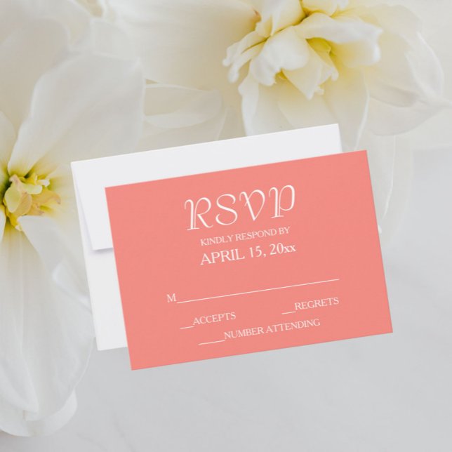 Coral Simple Style Wedding RSVP Card (In Situ Wedding)