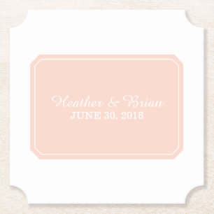 Coral Simply Elegant Wedding Paper Coaster