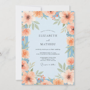 Coral Sky Painted Wedding Invitation