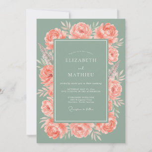 Coral Slate Petal Wedding Invitation