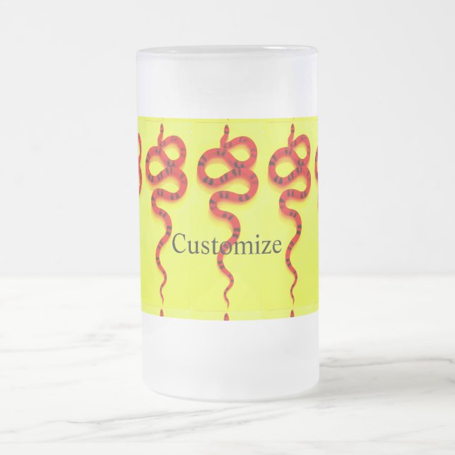 coral snake crawling frosted glass beer mug (Center)