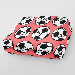 Coral Soccer Ball Number Pattern Fleece Blanket