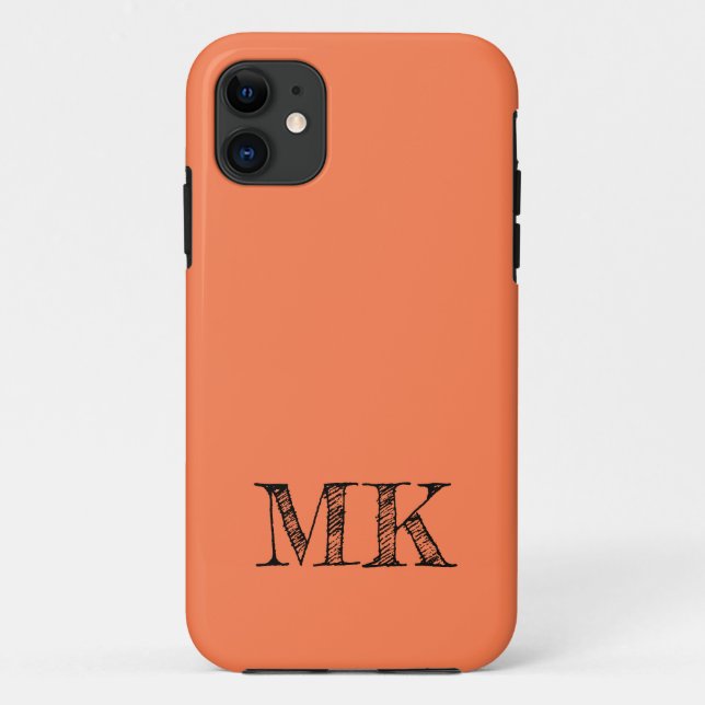 Coral Solid Colour | Minimal Initial  Case-Mate iPhone Case (Back)