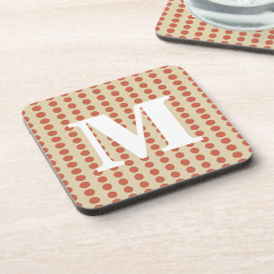 Coral Spice Moods Dots with monogram Coaster